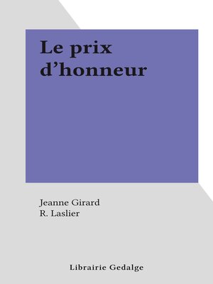 cover image of Le prix d'honneur